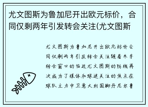 尤文图斯为鲁加尼开出欧元标价，合同仅剩两年引发转会关注(尤文图斯 欧联)